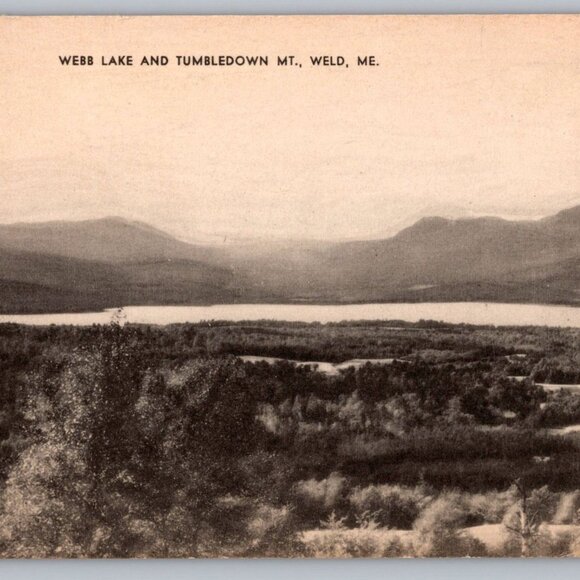 Postcard  Posted 1941 Maine  Webb Lake and Tumbledown Mt. Weld #1224 - Picture 1 of 2